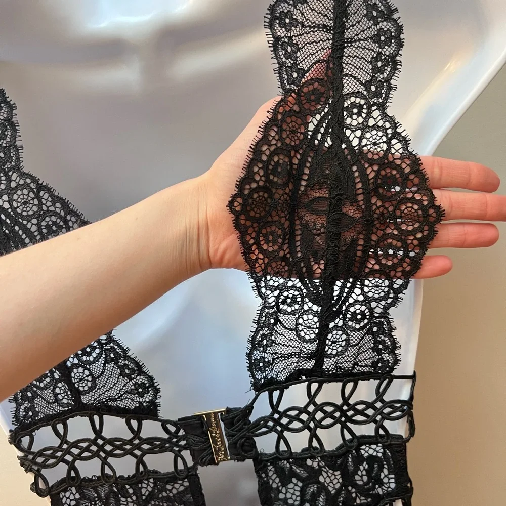 For Love And Lemons Black Lace Cocktail Midi Dress - Picture 5 of 12